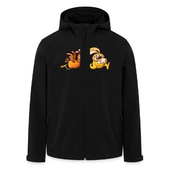 Easter Bunny Stealing an Egg from a Furious Hen - Men’s Recycled Softshell Jacket by Stanley/Stella - black - Front - AI Model Male 185 light (185cm)