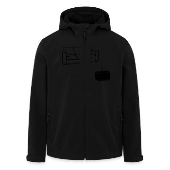 Wohnzimmer, Männer, Bier, Sofa, Fernseher, TV, - Recycelte Männer Softshell-Jacke von Stanley/Stella - Schwarz - Vorne - AI Model Male 185 light (185cm)