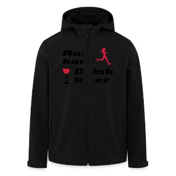 Run hard Drink later (2c) - Recycelte Männer Softshell-Jacke von Stanley/Stella - Schwarz - Vorne - AI Model Male 185 light (185cm)