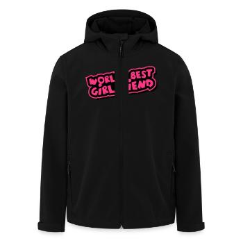 Worlds best Girlfriend Comic Cartoon - Men’s Recycled Softshell Jacket by Stanley/Stella - black - Front - AI Model Male 185 light (185cm)