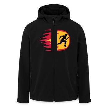 fire flames burn sport race sprinting fast enduran - Men’s Recycled Softshell Jacket by Stanley/Stella - black - Front - AI Model Male 185 light (185cm)