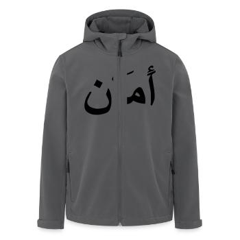 peace aman - Men’s Recycled Softshell Jacket by Stanley/Stella - black - Front - AI Model Male 185 light (185cm)