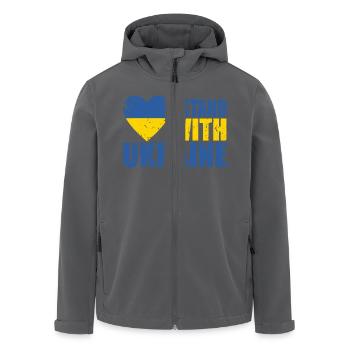 I Stand With Ukraine, Flag Of Ukraine, Distressed - Men’s Recycled Softshell Jacket by Stanley/Stella - black - Front - AI Model Male 185 light (185cm)