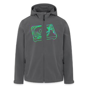 Turntable Vinyl Stilisiert Bunt - Recycelte Männer Softshell-Jacke von Stanley/Stella - Schwarz - Vorne - AI Model Male 185 light (185cm)