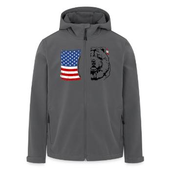 CHOW CHOW Amerika Fahne Hunde Wilsigns - Recycelte Männer Softshell-Jacke von Stanley/Stella - Schwarz - Vorne - AI Model Male 185 light (185cm)