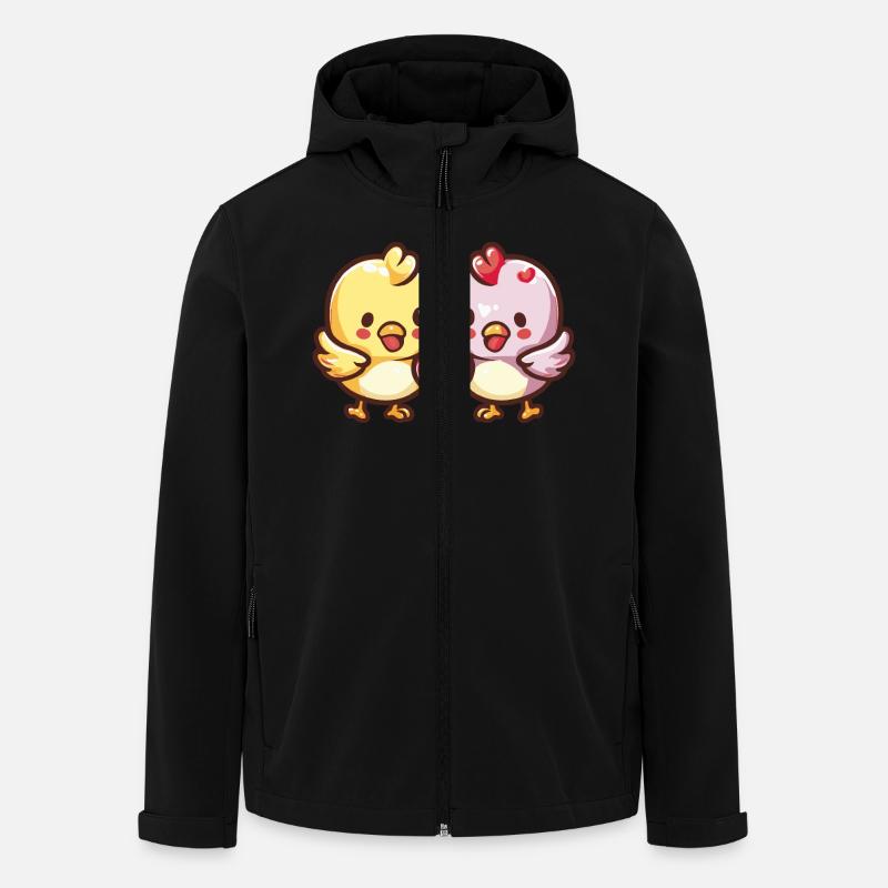 Poulet Couple Amour Saint-Valentin - Veste softshell homme en polyester recyclé Stanley/Stella - noir