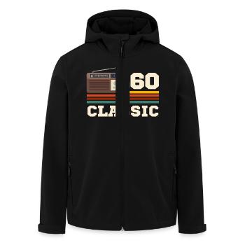 Retro-Klassiker Jubiläum der 1960er Jahre - Recycelte Männer Softshell-Jacke von Stanley/Stella - Schwarz - Vorne - AI Model Male 185 light (185cm)