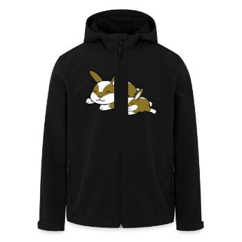 2 bunnies sleeping dad mom child mother lying tired - Men’s Recycled Softshell Jacket by Stanley/Stella - black - Front - AI Model Male 185 light (185cm)