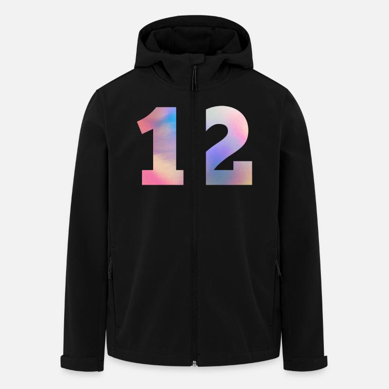 Bunte Zahl 12 - Recycelte Männer Softshell-Jacke von Stanley/Stella - Schwarz