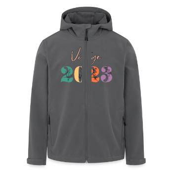 Vintage 2023 Floral - Men’s Recycled Softshell Jacket by Stanley/Stella - black - Front - AI Model Male 185 light (185cm)