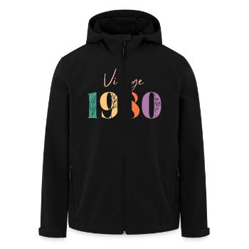 Vintage 1980 florale - Veste softshell homme en polyester recyclé Stanley/Stella - noir - Devant - AI Model Male 185 light (185cm)