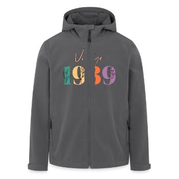 Vintage 1939 florale - Veste softshell homme en polyester recyclé Stanley/Stella - noir - Devant - AI Model Male 185 light (185cm)