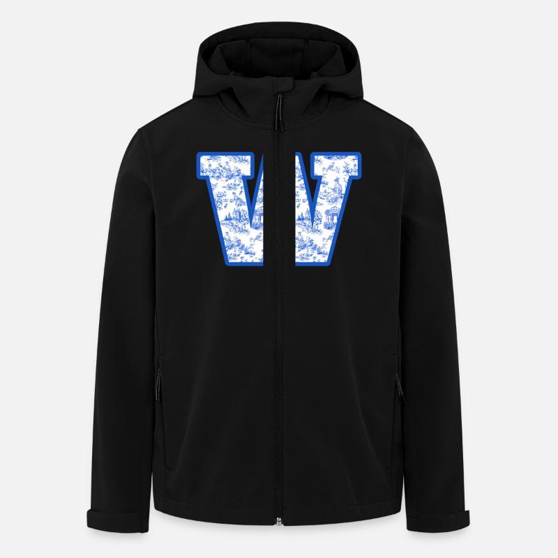 Buchstabe mit blauer Chinoiserie - Recycelte Männer Softshell-Jacke von Stanley/Stella - Schwarz