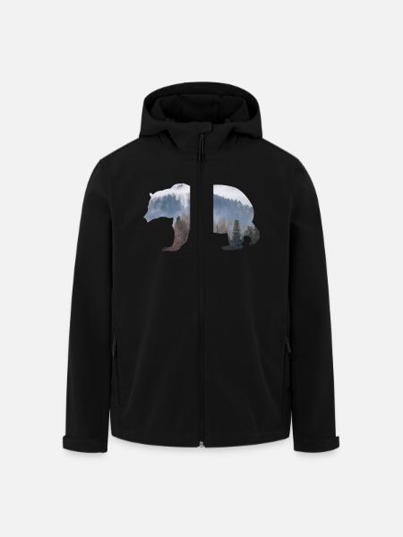 Bär mit Wald - Recycelte Männer Softshell-Jacke von Stanley/Stella - Schwarz