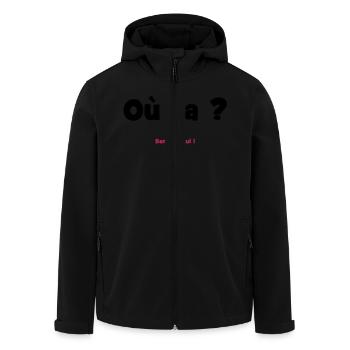 Wo? In den Arsch! - Recycelte Männer Softshell-Jacke von Stanley/Stella - Schwarz - Vorne - AI Model Male 185 light (185cm)