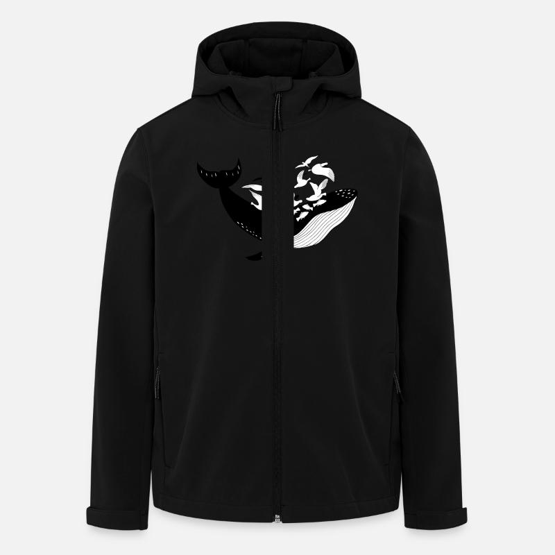 Wal mit Fischen und Möwen maritime Illustration - Recycelte Männer Softshell-Jacke von Stanley/Stella - Schwarz