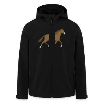 braunes Pferd rennt - Recycelte Männer Softshell-Jacke von Stanley/Stella - Schwarz - Vorne - AI Model Male 185 light (185cm)