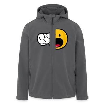 Smiley Angry - Men’s Recycled Softshell Jacket by Stanley/Stella - black - Front - AI Model Male 185 light (185cm)