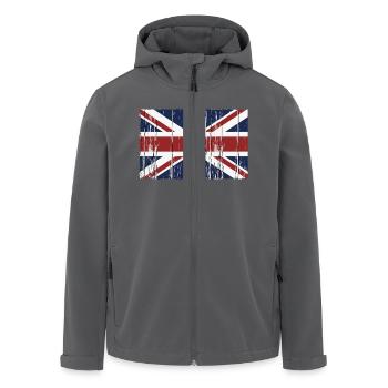 Union Jack flag - wood vintage look - Recycelte Männer Softshell-Jacke von Stanley/Stella - Schwarz - Vorne - AI Model Male 185 light (185cm)
