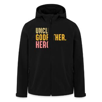 Uncle Godfather hero Uncle Godfather hero family - Men’s Recycled Softshell Jacket by Stanley/Stella - black - Front - AI Model Male 185 light (185cm)