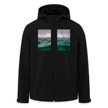 Waterdrop - Men’s Recycled Softshell Jacket by Stanley/Stella - black - Front - AI Model Male 185 light (185cm)