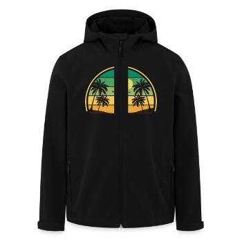 Retro Summer Sunset - Men’s Recycled Softshell Jacket by Stanley/Stella - black - Front - AI Model Male 185 light (185cm)