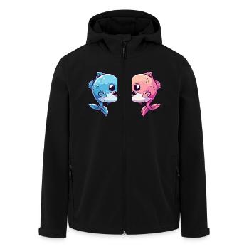 Piranha Paar Liebe Fische Valentinstag - Recycelte Männer Softshell-Jacke von Stanley/Stella - Schwarz - Vorne - AI Model Male 185 light (185cm)