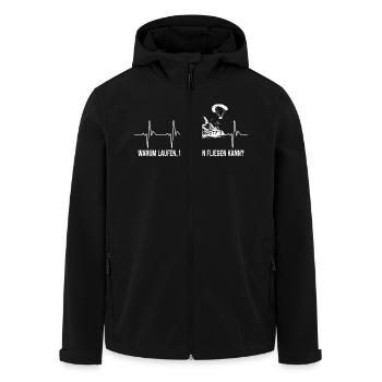 Warum Laufen Wenn Man Fliegen Kann Paragleiter - Recycelte Männer Softshell-Jacke von Stanley/Stella - Schwarz - Vorne - AI Model Male 185 light (185cm)