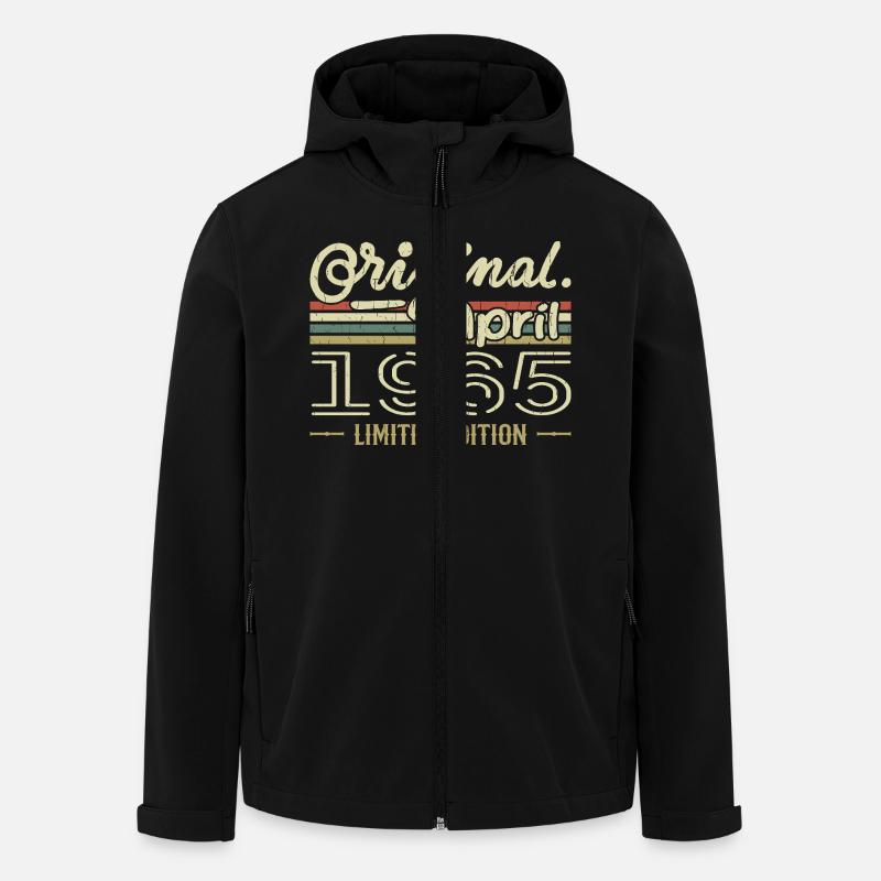Avril 1965 Cadeau 60e Anniversaire Avril 1965 - Veste softshell homme en polyester recyclé Stanley/Stella - noir