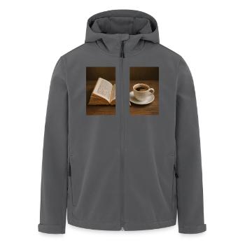Livre et café - Veste softshell homme en polyester recyclé Stanley/Stella - noir - Devant - AI Model Male 185 light (185cm)