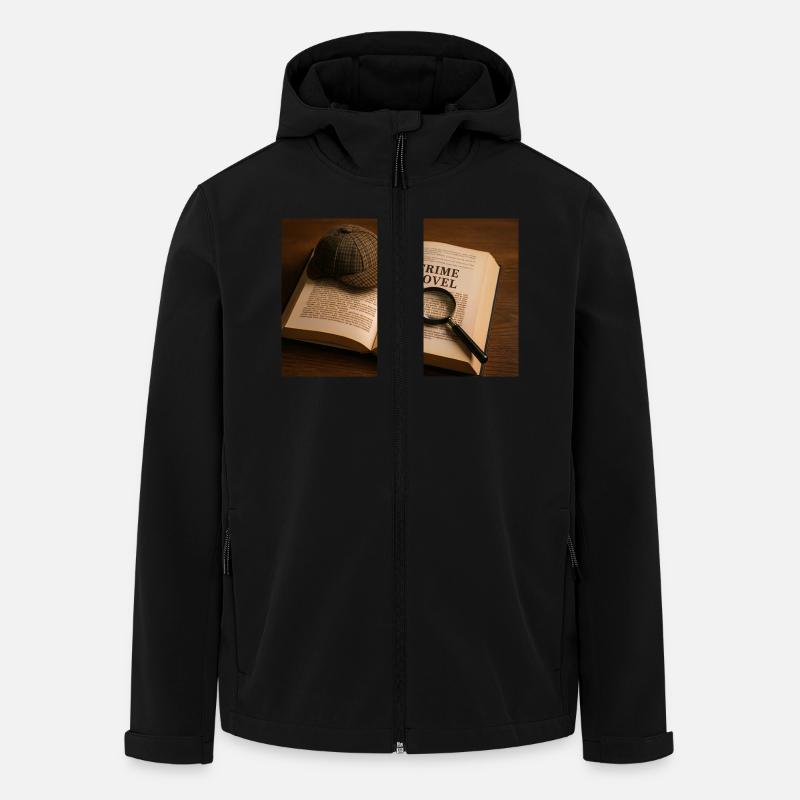 Buch, Lupe und Krimi - Recycelte Männer Softshell-Jacke von Stanley/Stella - Schwarz