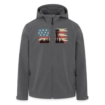 Disc Golf Drapeau US Vintage Frisbee Golf - Veste softshell homme en polyester recyclé Stanley/Stella - noir - Devant - AI Model Male 185 light (185cm)