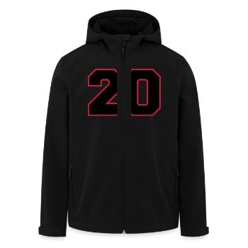 Number20 - Men’s Recycled Softshell Jacket by Stanley/Stella - black - Front - AI Model Male 185 light (185cm)