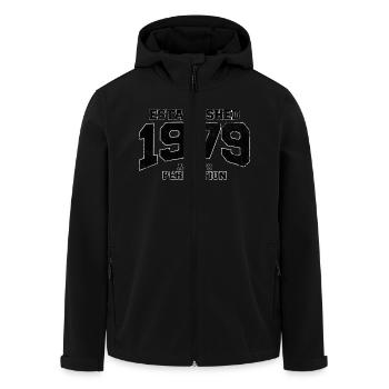 established 1979 - aged to perfection - Recycelte Männer Softshell-Jacke von Stanley/Stella - Schwarz - Vorne - AI Model Male 185 light (185cm)