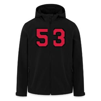 53__f2 - Recycelte Männer Softshell-Jacke von Stanley/Stella - Schwarz - Vorne - AI Model Male 185 light (185cm)