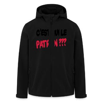 C'est qui le patron ? - Men’s Recycled Softshell Jacket by Stanley/Stella - black - Front - AI Model Male 185 light (185cm)