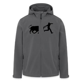 stier Marradas Stier und Mensch - Recycelte Männer Softshell-Jacke von Stanley/Stella - Schwarz - Vorne - AI Model Male 185 light (185cm)