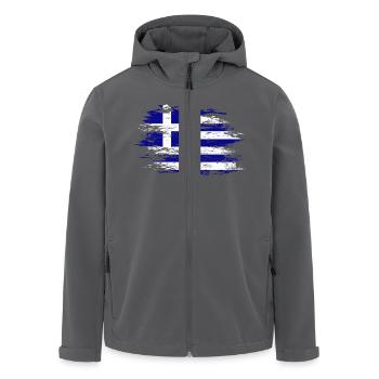 Greece flag used - Men’s Recycled Softshell Jacket by Stanley/Stella - black - Front - AI Model Male 185 light (185cm)