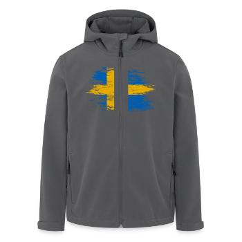 Drapeau de la Suède utilisé - Veste softshell homme en polyester recyclé Stanley/Stella - noir - Devant - AI Model Male 185 light (185cm)