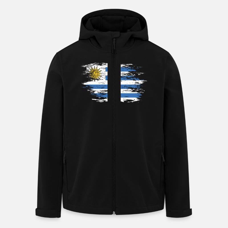 Drapeau uruguayen utilisé - Veste softshell homme en polyester recyclé Stanley/Stella - noir