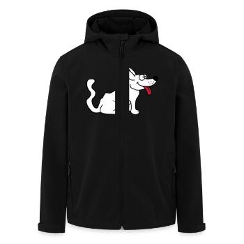 Dear dog sticks out his tongue happily - Men’s Recycled Softshell Jacket by Stanley/Stella - black - Front - AI Model Male 185 light (185cm)