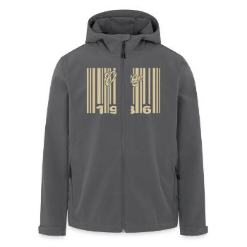 vintage 1986 Code barre 1986: Année 2025. - Veste softshell homme en polyester recyclé Stanley/Stella - noir - Devant - AI Model Male 185 light (185cm)