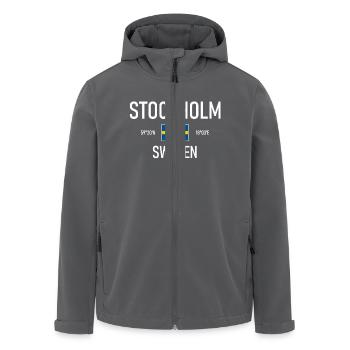Stockholm - Schweden - Sverige Flagge Koordinaten - Recycelte Männer Softshell-Jacke von Stanley/Stella - Schwarz - Vorne - AI Model Male 185 light (185cm)