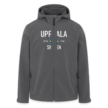 Uppsala - Sweden - Sverige - Flag Coordinates - Men’s Recycled Softshell Jacket by Stanley/Stella - black - Front - AI Model Male 185 light (185cm)