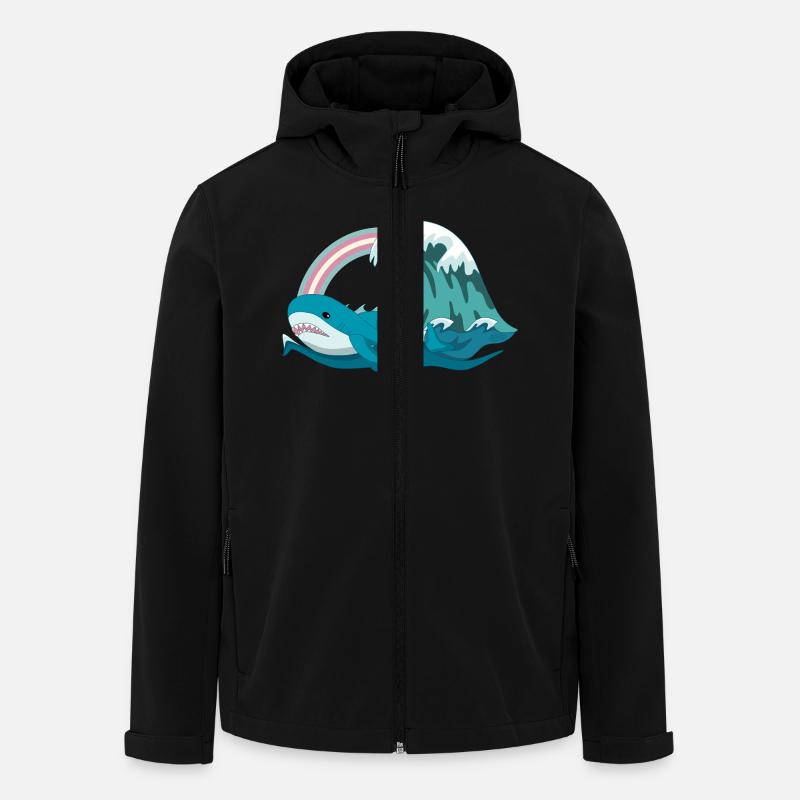 Pride Blahaj Arc-en-ciel pastel - Veste softshell homme en polyester recyclé Stanley/Stella - noir
