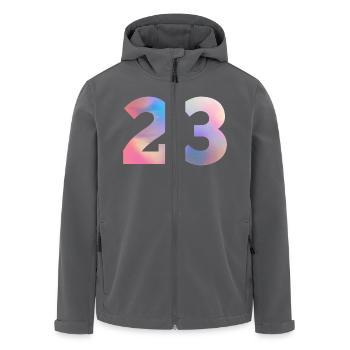 Colorful Number 23 - Men’s Recycled Softshell Jacket by Stanley/Stella - black - Front - AI Model Male 185 light (185cm)