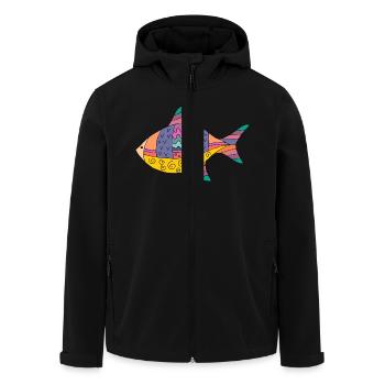 Fish - Men’s Recycled Softshell Jacket by Stanley/Stella - black - Front - AI Model Male 185 light (185cm)