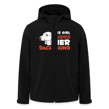 This Girl Loves her Dachshund - Men’s Recycled Softshell Jacket by Stanley/Stella - black - Front - AI Model Male 185 light (185cm)