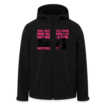 Katze: Glück kann man kaufen - Recycelte Männer Softshell-Jacke von Stanley/Stella - Schwarz - Vorne - AI Model Male 185 light (185cm)