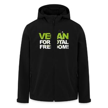 VEGAN FOR TOTAL FREEDOM (white) - Recycelte Männer Softshell-Jacke von Stanley/Stella - Schwarz - Vorne - AI Model Male 185 light (185cm)